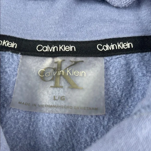 Calvin Klein Womens Blue Logo Drawstring Hoodie‎ Sweatshirt L G - Picture 3 of 6